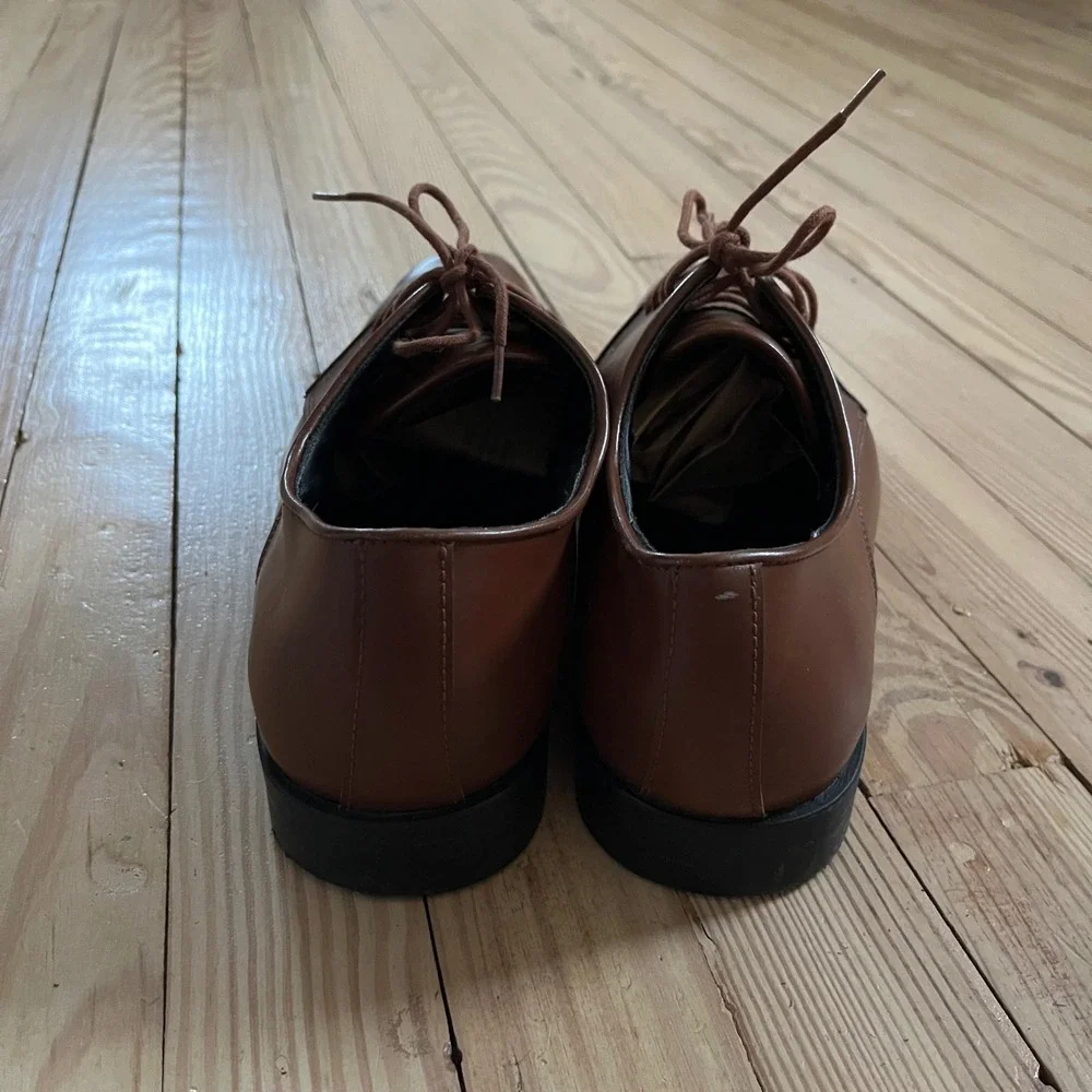 Joseph Abboud Men Cognac Brown Plain Toe Derby Dress Shoes Preppy Business Sz 13
